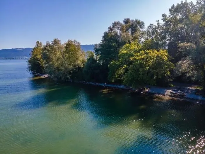 Framed Print : Aerial shot with a drone of the local recreation area at the Wocherhafen at the Lake Constance in Austria Framed Print : Aerial shot with a drone of the local recreation area at the Wocherhafen at the Lake Constance in Austria