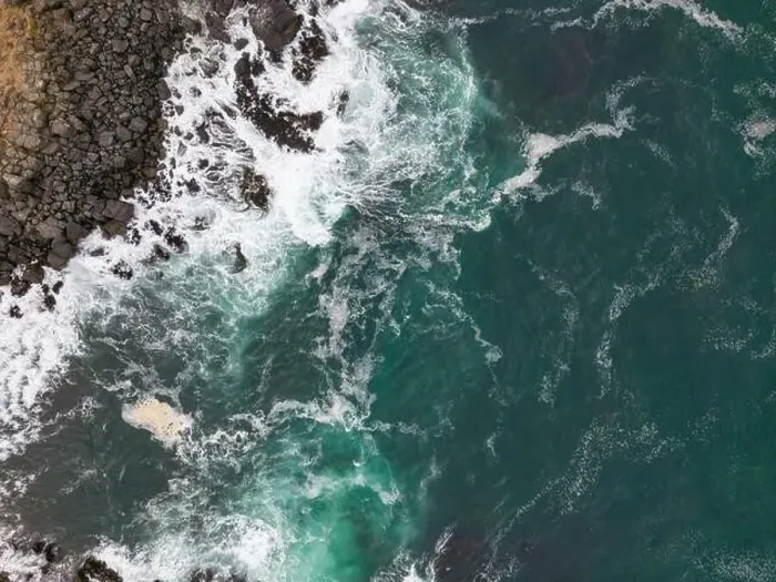 Framed Print : Aerial shot of the pacific ocean and coast at Pichilemu, Chile Framed Print : Aerial shot of the pacific ocean and coast at Pichilemu, Chile