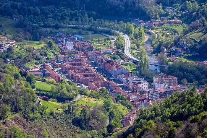 Framed Print : An aerial shot of the village Blimea in Asturias, Spain Framed Print : An aerial shot of the village Blimea in Asturias, Spain