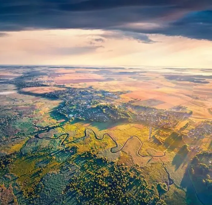 Framed Print : Aerial summer view of flooded valley Framed Print : Aerial summer view of flooded valley