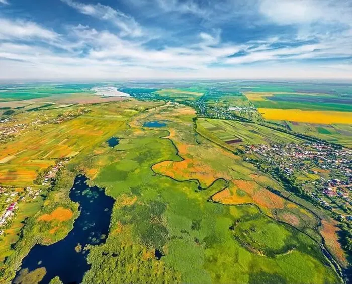 Framed Print : Aerial summer view of flooded valley of Seret river Framed Print : Aerial summer view of flooded valley of Seret river