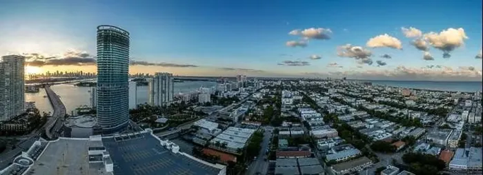 Framed Print : Aerial sunset over Miami South Beach with luxury residential buildings, Art Nuevo houses Framed Print : Aerial sunset over Miami South Beach with luxury residential buildings, Art Nuevo houses