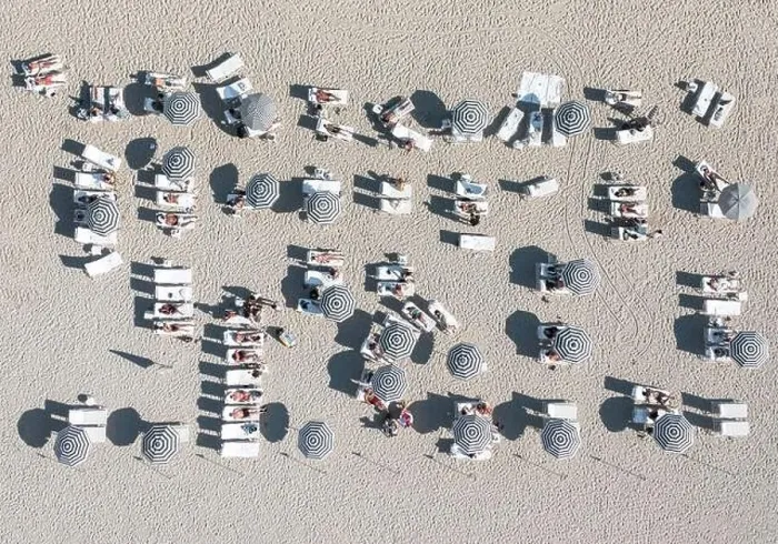 Framed Print : Aerial Sunshade Beach Photo Framed Print : Aerial Sunshade Beach Photo
