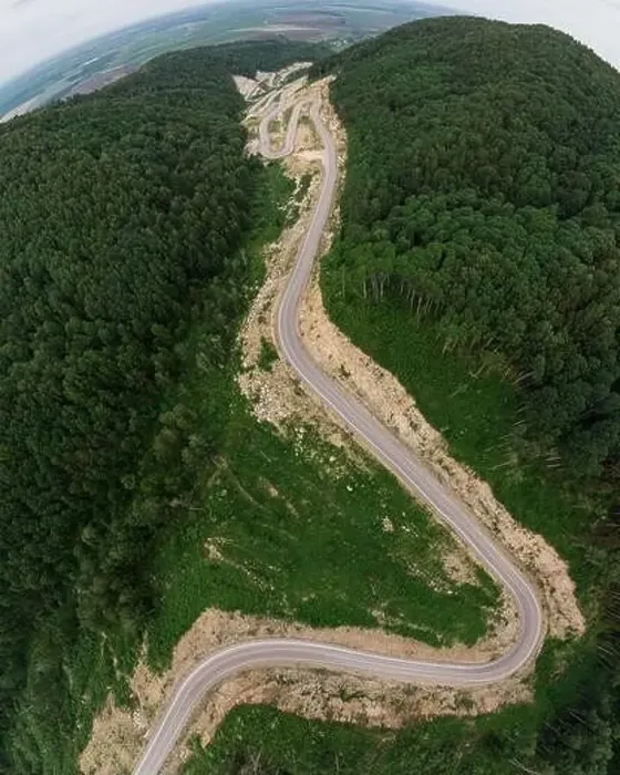 Framed Print : Aerial top vew of winding road in the mountains Framed Print : Aerial top vew of winding road in the mountains
