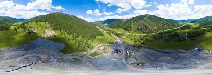Framed Print : Aerial view 360 panoramic of opencast mining quarry minerals with many machinery tractors Framed Print : Aerial view 360 panoramic of opencast mining quarry minerals with many machinery tractors