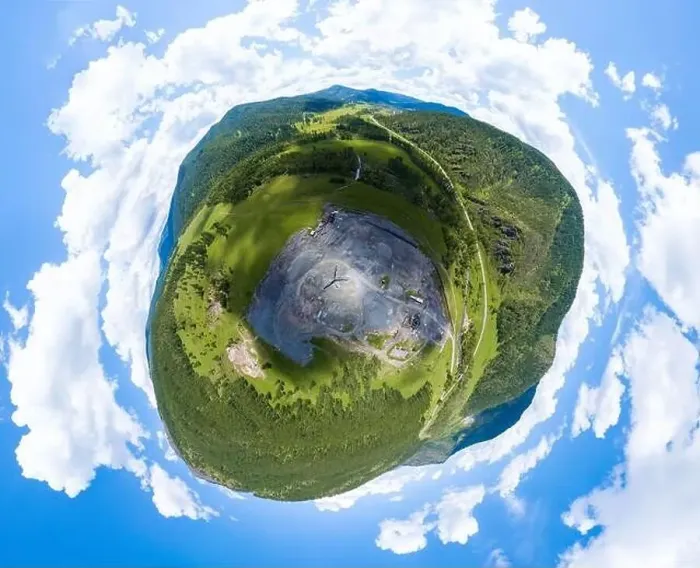 Framed Print : Aerial view 360 panoramic of opencast mining quarry minerals with many machinery tractors Framed Print : Aerial view 360 panoramic of opencast mining quarry minerals with many machinery tractors