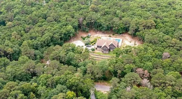 Framed Print : aerial view of 370 little noyac path, Water Mill, NY