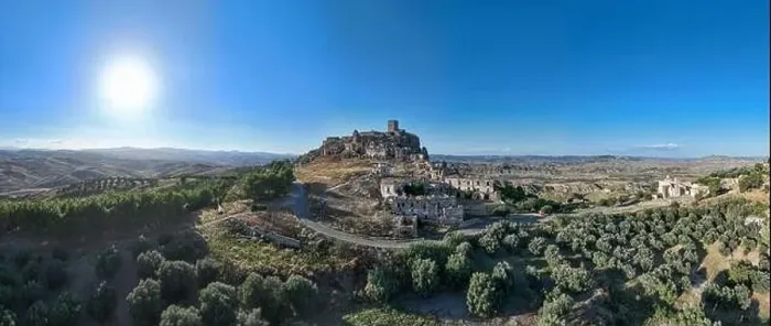 Framed Print : Aerial view of the abandoned village of Craco, Basilicata region, Italy Framed Print : Aerial view of the abandoned village of Craco, Basilicata region, Italy