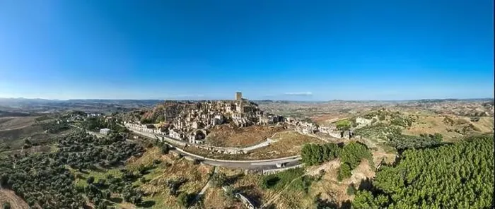 Framed Print : Aerial view of the abandoned village of Craco, Basilicata region, Italy Framed Print : Aerial view of the abandoned village of Craco, Basilicata region, Italy