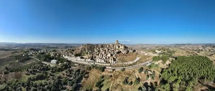 Framed Print : Aerial view of the abandoned village of Craco, Basilicata region, Italy Framed Print : Aerial view of the abandoned village of Craco, Basilicata region, Italy