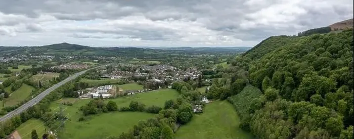Framed Print : Aerial view of Abergavenny in Monmouthshire South Wales Framed Print : Aerial view of Abergavenny in Monmouthshire South Wales