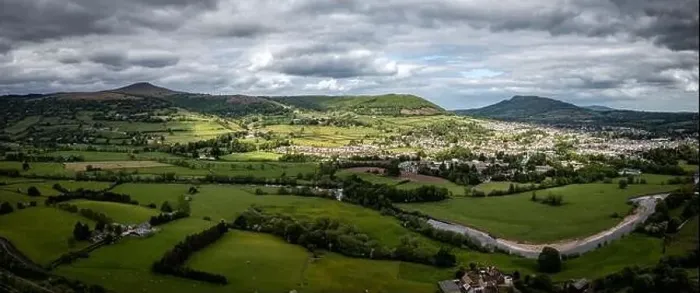 Framed Print : Aerial view of Abergavenny in Monmouthshire South Wales Framed Print : Aerial view of Abergavenny in Monmouthshire South Wales