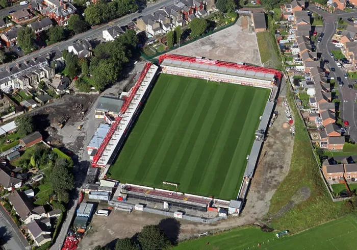 Framed Print : aerial view of Accrington Stanley Football Club ground stadium, Lancashire, UK Framed Print : aerial view of Accrington Stanley Football Club ground stadium, Lancashire, UK