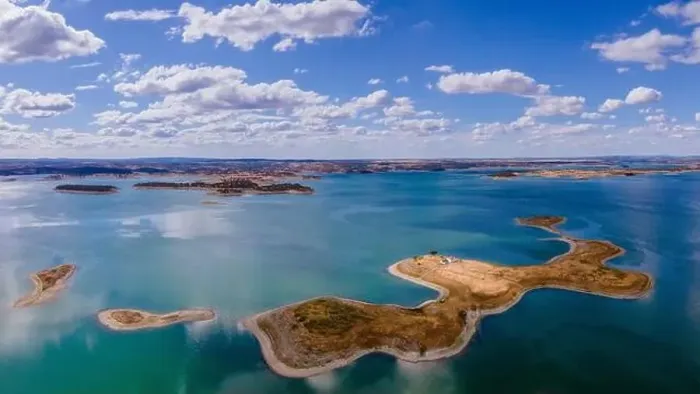 Framed Print : Aerial view of Alqueva Dam artificial Lake