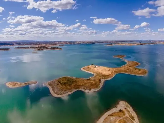 Framed Print : Aerial view of Alqueva Dam artificial Lake Framed Print : Aerial view of Alqueva Dam artificial Lake