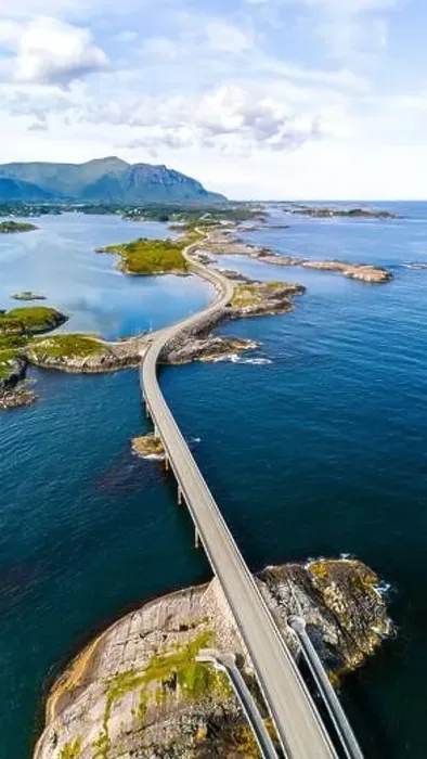 Framed Print : An aerial view of the Atlantic Road Bridge in Norway Framed Print : An aerial view of the Atlantic Road Bridge in Norway