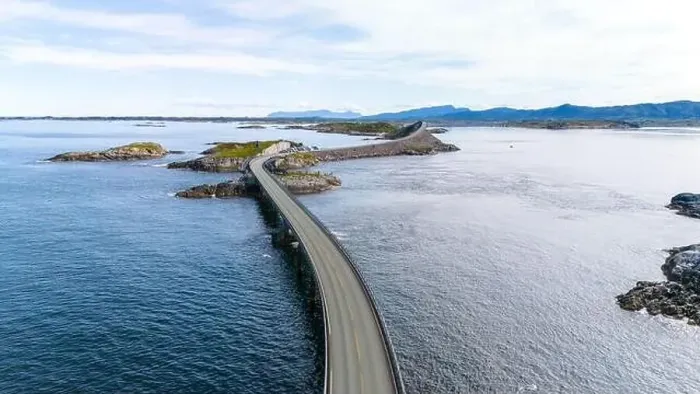 Framed Print : An aerial view of the Atlantic Road in Norway Framed Print : An aerial view of the Atlantic Road in Norway