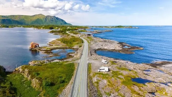 Framed Print : An aerial view of the Atlantic Road in Norway Framed Print : An aerial view of the Atlantic Road in Norway