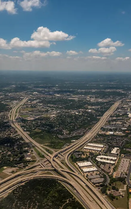 Framed Print : Aerial View of Austin Highway 290 With Cloudy Skies