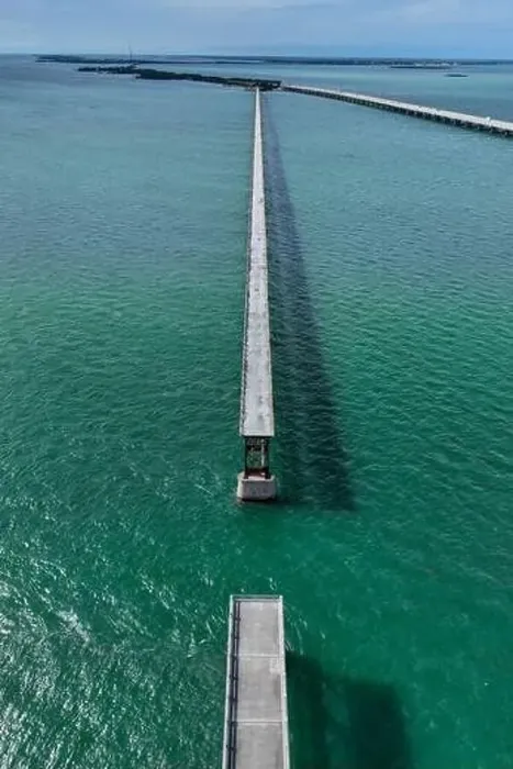 Framed Print : Aerial view of Bahia Honda Rail Bridge on a sunny day Framed Print : Aerial view of Bahia Honda Rail Bridge on a sunny day