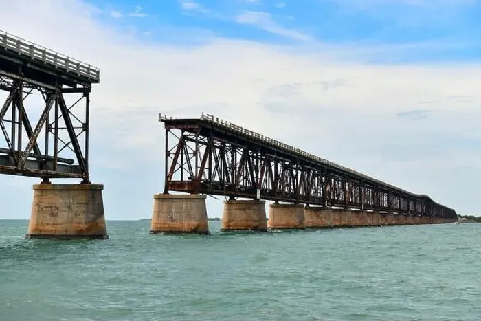 Framed Print : Aerial view of Bahia Honda Rail Bridge on a sunny day Framed Print : Aerial view of Bahia Honda Rail Bridge on a sunny day
