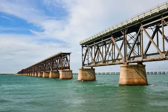 Framed Print : Aerial view of Bahia Honda Rail Bridge on a sunny day Framed Print : Aerial view of Bahia Honda Rail Bridge on a sunny day