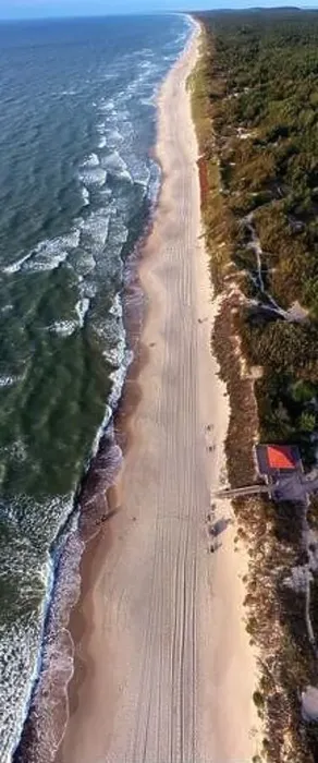 Framed Print : Aerial view over a Baltic Sea shore near Nida, vertical pano Framed Print : Aerial view over a Baltic Sea shore near Nida, vertical pano