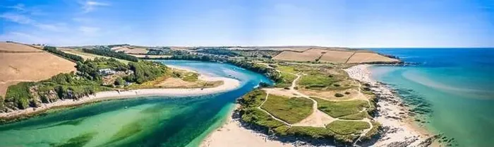 Framed Print : Aerial view of Bantham Beach and River Avon from a drone, South Hams, Devon, England Framed Print : Aerial view of Bantham Beach and River Avon from a drone, South Hams, Devon, England