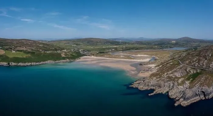 Framed Print : Aerial view of Barley Cove Beach on the Mizen Peninsula of West Cork in Ireland Framed Print : Aerial view of Barley Cove Beach on the Mizen Peninsula of West Cork in Ireland