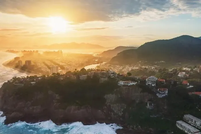 Framed Print : Aerial view of Barra da Tijuca Ponta da Joatinga at sunset - Rio de Janeiro, Brazil Framed Print : Aerial view of Barra da Tijuca Ponta da Joatinga at sunset - Rio de Janeiro, Brazil