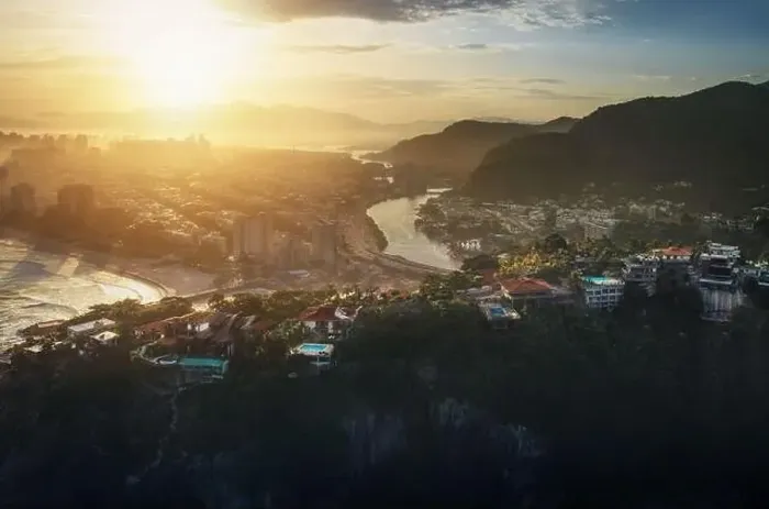 Framed Print : Aerial view of Barra da Tijuca Ponta da Joatinga at sunset - Rio de Janeiro, Brazil Framed Print : Aerial view of Barra da Tijuca Ponta da Joatinga at sunset - Rio de Janeiro, Brazil