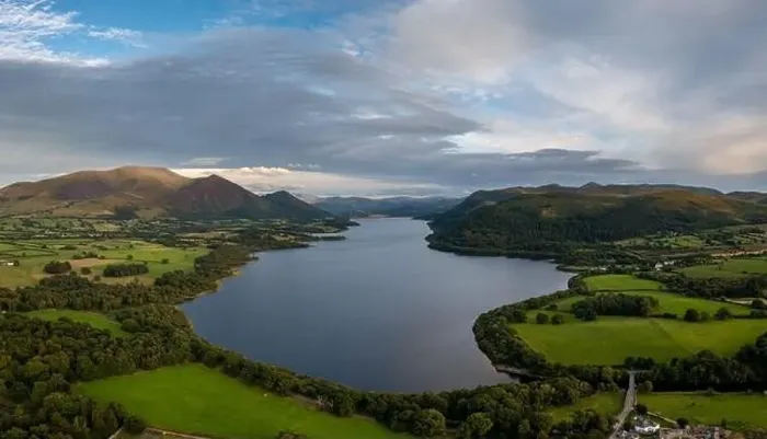 Framed Print : An aerial view of Bassenthwaite Lake in the English Lake District in warm eveing light Framed Print : An aerial view of Bassenthwaite Lake in the English Lake District in warm eveing light