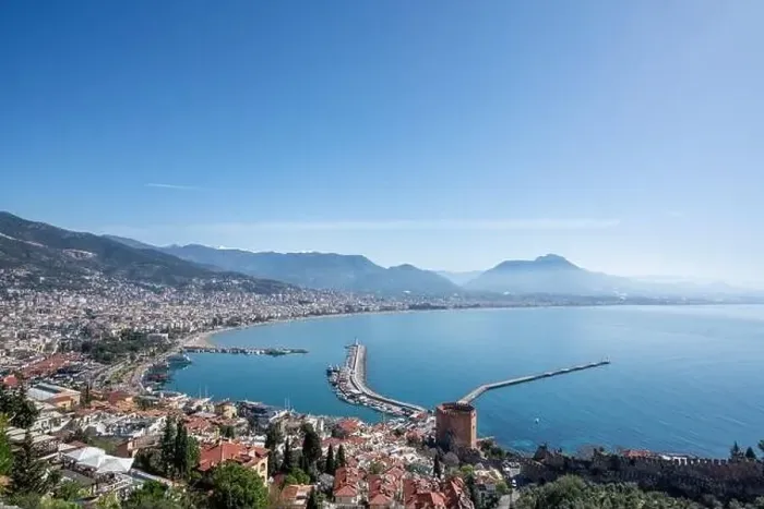 Framed Print : An aerial view of the bay Alanya in Antalya Turkey. Sea and city with an open sky Framed Print : An aerial view of the bay Alanya in Antalya Turkey. Sea and city with an open sky