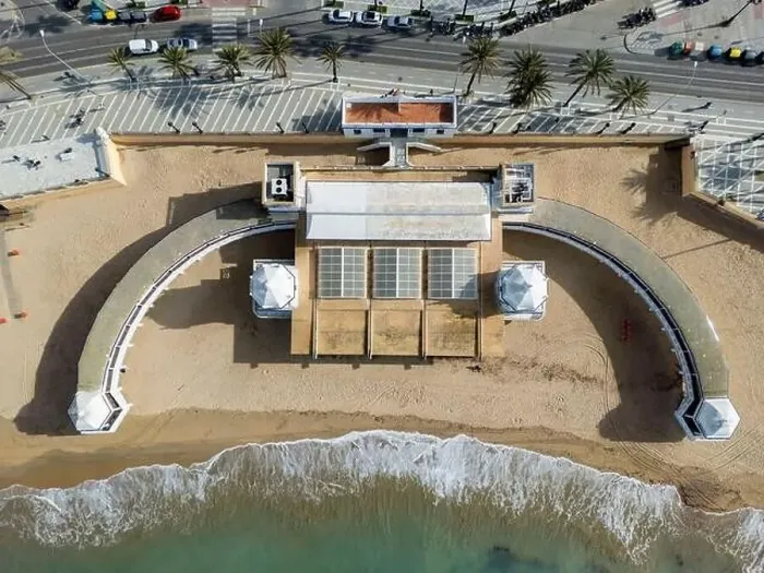 Framed Print : aerial view of the beach of la caleta in the city of Cádiz, Andalusia Framed Print : aerial view of the beach of la caleta in the city of Cádiz, Andalusia