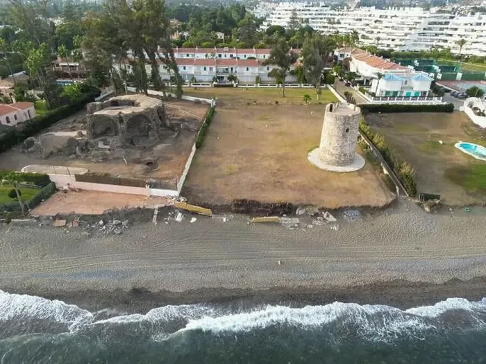 Framed Print : aerial view of the beach of linda vista next to the tower of las bóvedas in the municipality of Marbella, Andalusia Framed Print : aerial view of the beach of linda vista next to the tower of las bóvedas in the municipality of Marbella, Andalusia