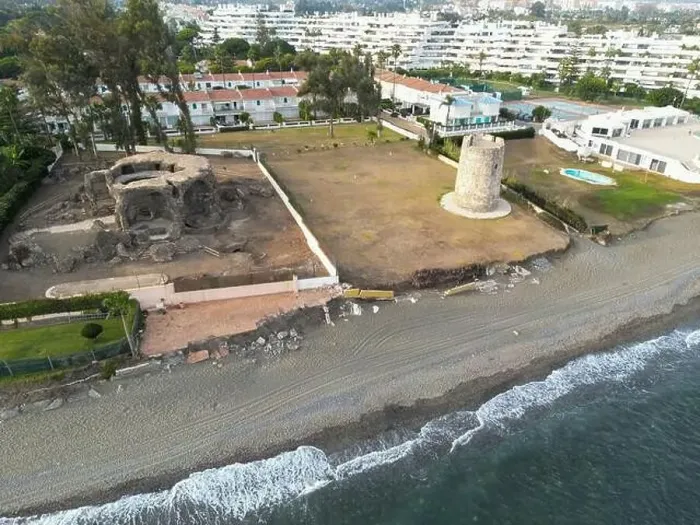 Framed Print : aerial view of the beach of linda vista next to the tower of las bóvedas in the municipality of Marbella, Andalusia Framed Print : aerial view of the beach of linda vista next to the tower of las bóvedas in the municipality of Marbella, Andalusia