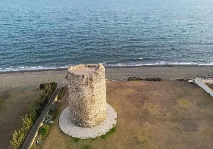 Framed Print : aerial view of the beach of linda vista next to the tower of las bóvedas in the municipality of Marbella, Andalusia Framed Print : aerial view of the beach of linda vista next to the tower of las bóvedas in the municipality of Marbella, Andalusia