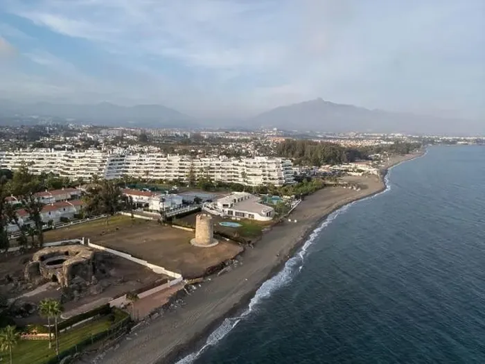 Framed Print : aerial view of the beach of linda vista next to the tower of las bóvedas in the municipality of Marbella, Andalusia Framed Print : aerial view of the beach of linda vista next to the tower of las bóvedas in the municipality of Marbella, Andalusia