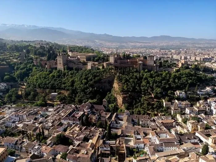 Framed Print : Aerial view of the beautiful Alhambra in Granada, Andalusia, Spain Framed Print : Aerial view of the beautiful Alhambra in Granada, Andalusia, Spain