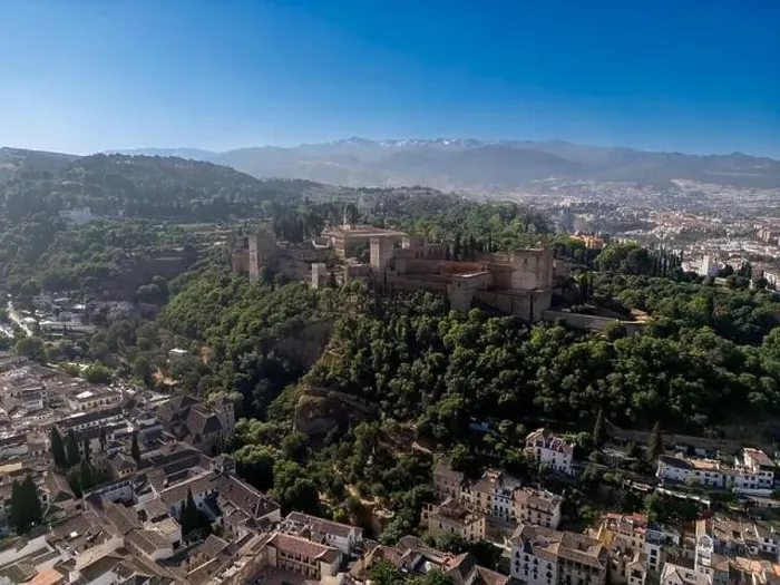 Framed Print : Aerial view of the beautiful Alhambra in Granada, Andalusia, Spain Framed Print : Aerial view of the beautiful Alhambra in Granada, Andalusia, Spain