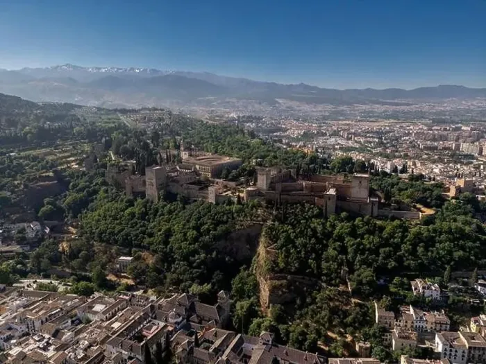 Framed Print : Aerial view of the beautiful Alhambra in Granada, Andalusia, Spain Framed Print : Aerial view of the beautiful Alhambra in Granada, Andalusia, Spain