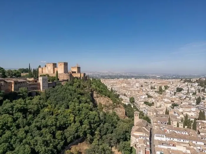Framed Print : Aerial view of the beautiful Alhambra in Granada, Andalusia, Spain Framed Print : Aerial view of the beautiful Alhambra in Granada, Andalusia, Spain