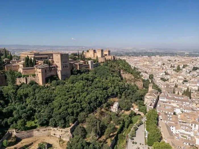Framed Print : Aerial view of the beautiful Alhambra in Granada, Andalusia, Spain Framed Print : Aerial view of the beautiful Alhambra in Granada, Andalusia, Spain