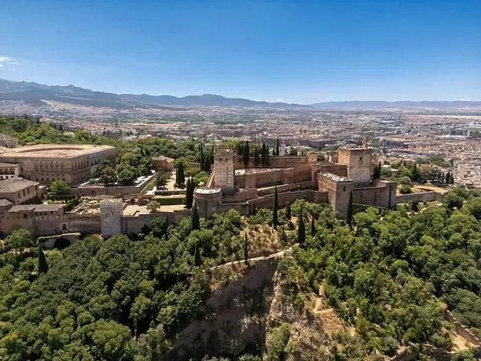 Framed Print : Aerial view of the beautiful Alhambra in Granada, Andalusia, Spain Framed Print : Aerial view of the beautiful Alhambra in Granada, Andalusia, Spain