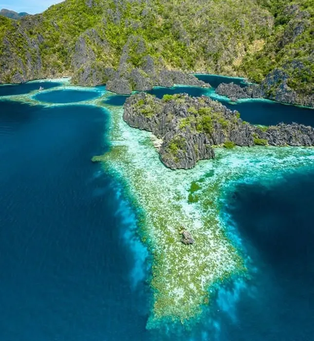 Framed Print : Aerial view of beautiful lagoons and limestone cliffs of Coron, Palawan, Philippines Framed Print : Aerial view of beautiful lagoons and limestone cliffs of Coron, Palawan, Philippines