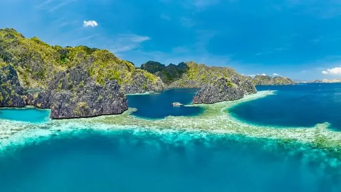 Framed Print : Aerial view of beautiful lagoons and limestone cliffs of Coron, Palawan, Philippines Framed Print : Aerial view of beautiful lagoons and limestone cliffs of Coron, Palawan, Philippines