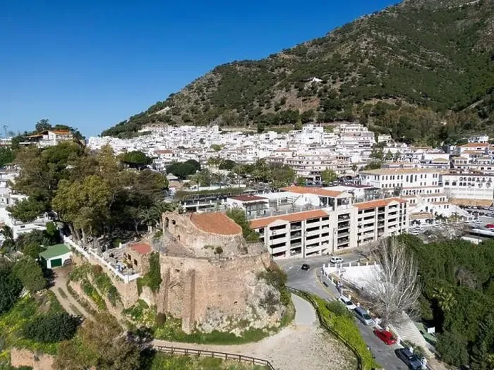 Framed Print : aerial view of the beautiful Mediterranean village of Mijas on the Costa del Sol of Malaga, Spain Framed Print : aerial view of the beautiful Mediterranean village of Mijas on the Costa del Sol of Malaga, Spain
