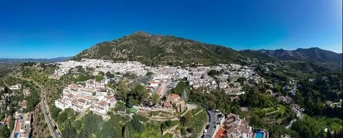Framed Print : aerial view of the beautiful Mediterranean village of Mijas on the Costa del Sol of Malaga, Spain Framed Print : aerial view of the beautiful Mediterranean village of Mijas on the Costa del Sol of Malaga, Spain
