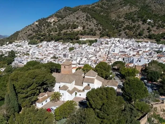 Framed Print : aerial view of the beautiful Mediterranean village of Mijas on the Costa del Sol of Malaga, Spain Framed Print : aerial view of the beautiful Mediterranean village of Mijas on the Costa del Sol of Malaga, Spain