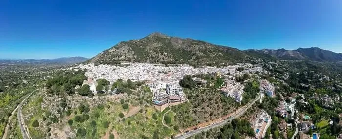 Framed Print : aerial view of the beautiful Mediterranean village of Mijas on the Costa del Sol of Malaga, Spain Framed Print : aerial view of the beautiful Mediterranean village of Mijas on the Costa del Sol of Malaga, Spain